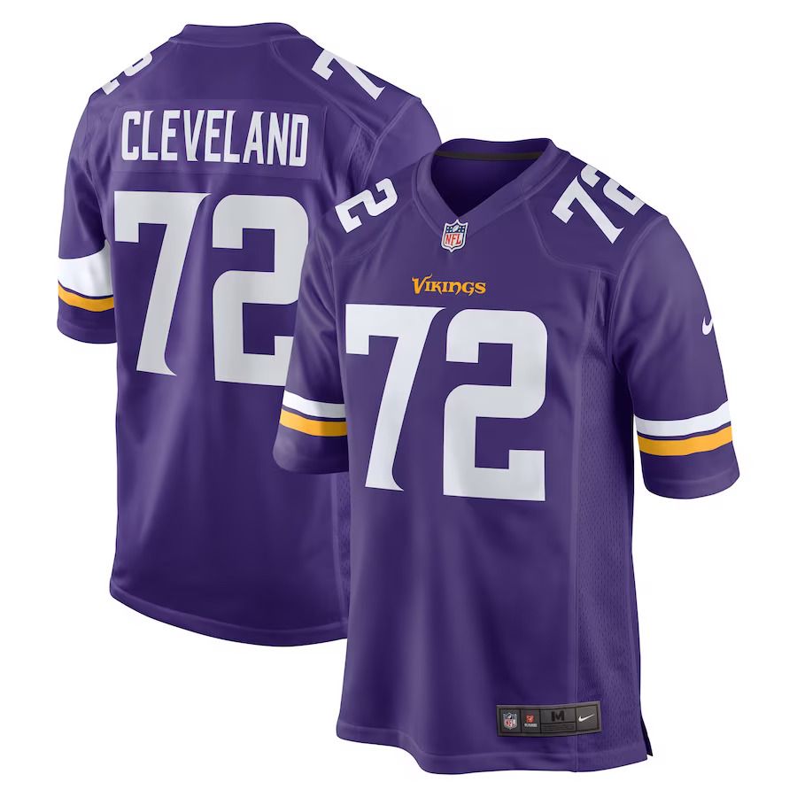 Men Minnesota Vikings #72 Ezra Cleveland Nike Purple Game NFL Jersey